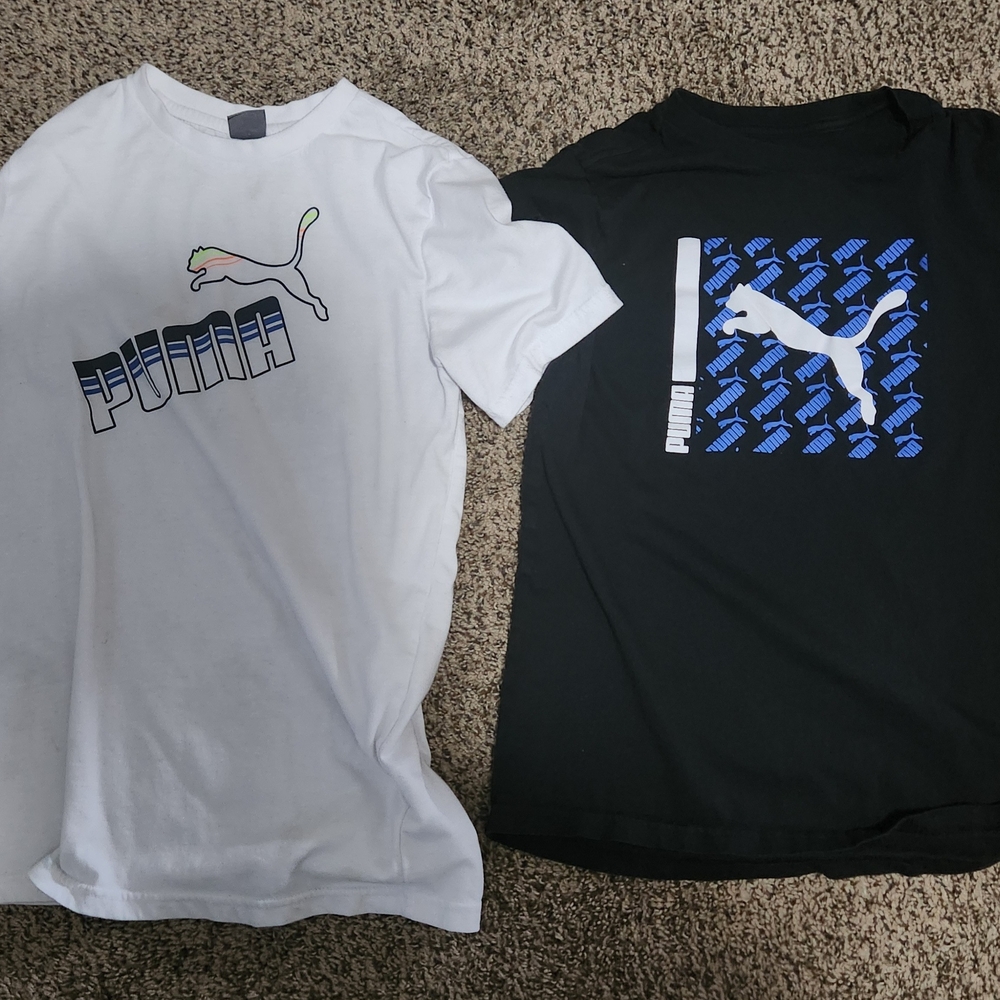 Puma White and Black Short Sleeve Tees